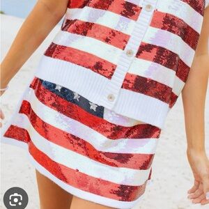 Queen of Sparkles Red and White Striped Mini Skirt - Size X-Small NWT